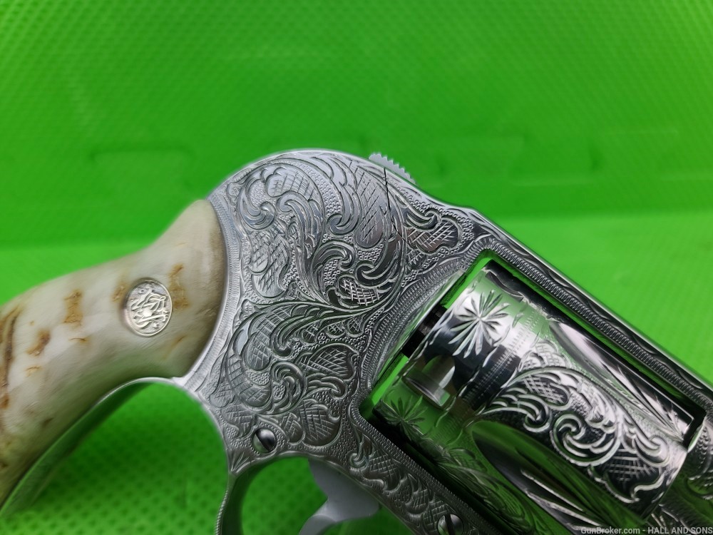Smith & Wesson 649 * 38 Special * FULLY HAND ENGRAVED + RAM HORN GRIPS -img-9