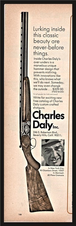 1969 CHARLES DALY Over Under Field Grade Shotgun PRINT AD-img-0