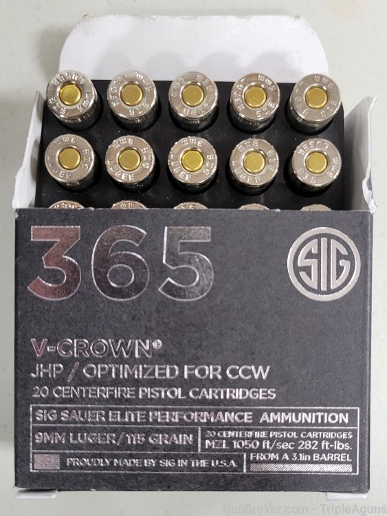 9MM Sig Sauer V-Crown 365 115gr jhp lot of 100rds E A1-365-20-img-1