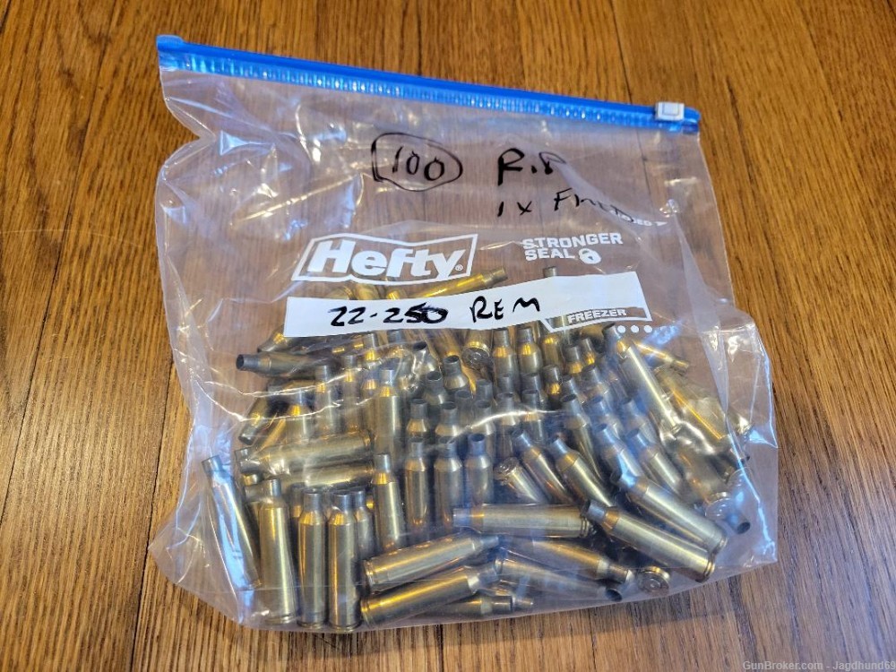 22-250 Remington Brass, 1X fired, 100 Count, R.P. Headstamp-img-0
