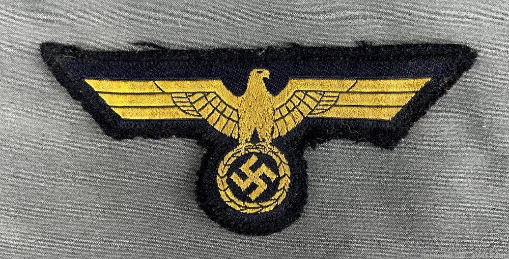 WW2 German Kriegsmarine Navy Breast Eagle Insignia Cut Off Uniform Patch-img-0