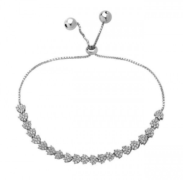 Yagi Designs Bracelet.Simulated Diamonds.White Gold.Heart Shape.Y4*REDUCED*-img-0