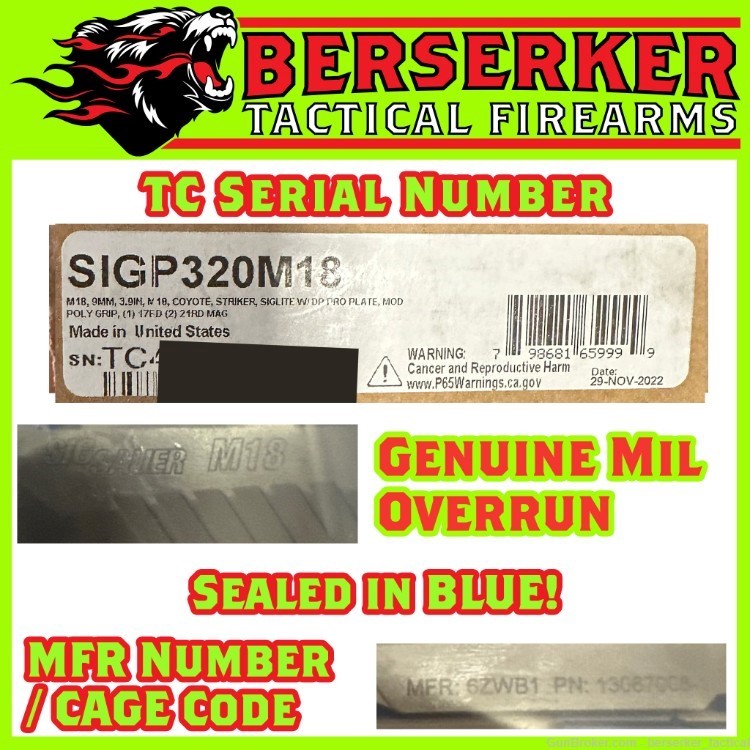 RARE Single Screw SIG M18 TC MILITARY OVERRUN 9mm 3.9 2x21 1x17-img-2