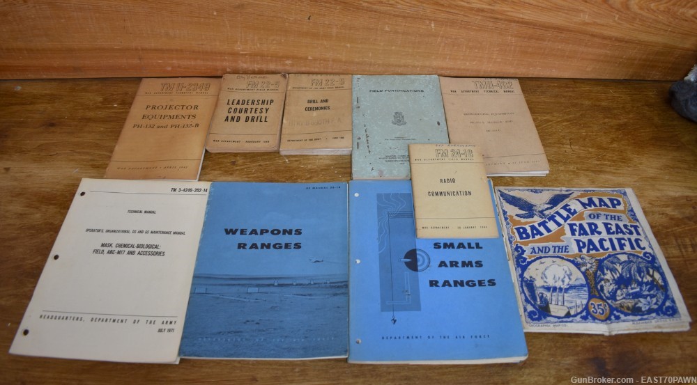 Vintage US Military Army Air Force Technical & Field Manuals + Far East Map-img-0