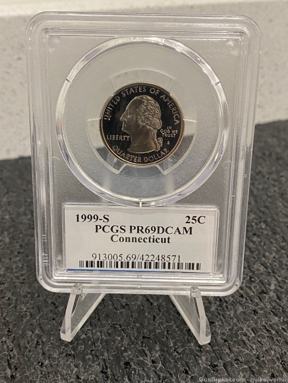 Beautiful PCGS Graded PF69DCAM 1999-S Connecticut Silver State Quarter 25C-img-0