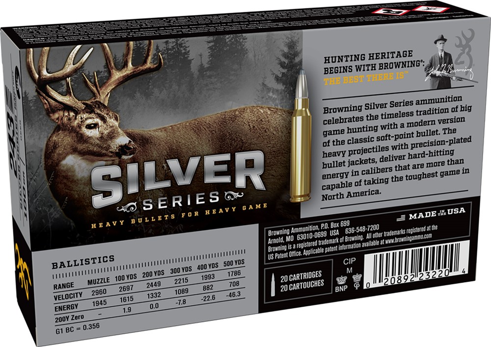 Browning Ammo Silver Series 243 Win 100gr Plated Soft Point 20 Rounds Per B-img-1