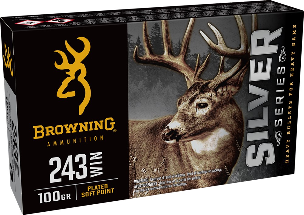 Browning Ammo Silver Series 243 Win 100gr Plated Soft Point 20 Rounds Per B-img-0