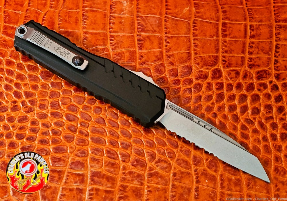 Microtech Cypher II S/E Wharncliffe Partial Serrated Stonewash Blade-img-4