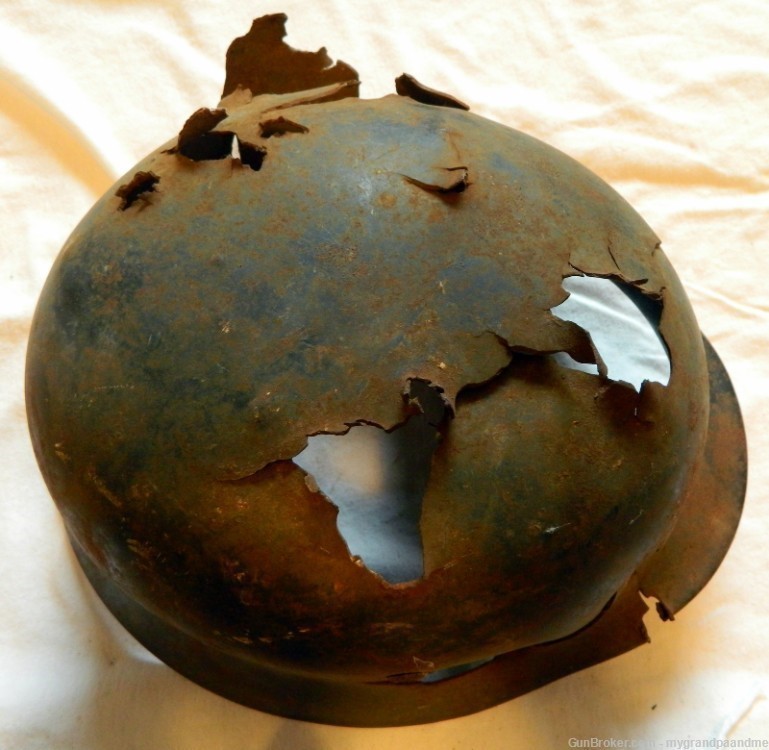 M35 Luftwafffe Double Decal Helmet, Shot Up.  New Lower Price!-img-2