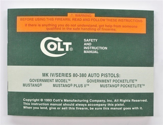 Colt MK IV/Series 80 .380 Auto Pistols Manual 1993-img-4