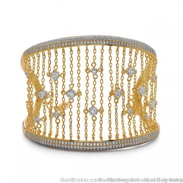 Yagi Designs Cuff Bracelet. Simulated Diamonds. Yellow Gold. Y7. *REDUCED*-img-0