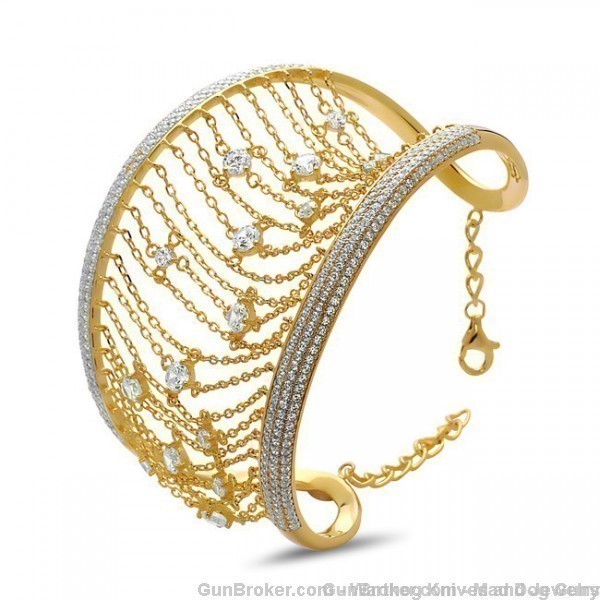 Yagi Designs Cuff Bracelet. Simulated Diamonds. Yellow Gold. Y7. *REDUCED*-img-1