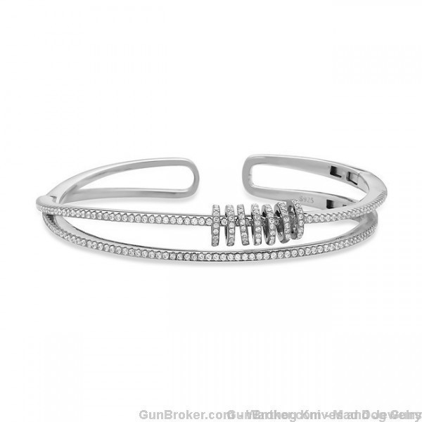 Yagi Designs Cuff Bracelet. Simulated Diamonds. White Gold. Y8. *REDUCED*-img-0