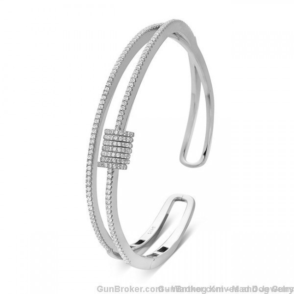 Yagi Designs Cuff Bracelet. Simulated Diamonds. White Gold. Y8. *REDUCED*-img-1