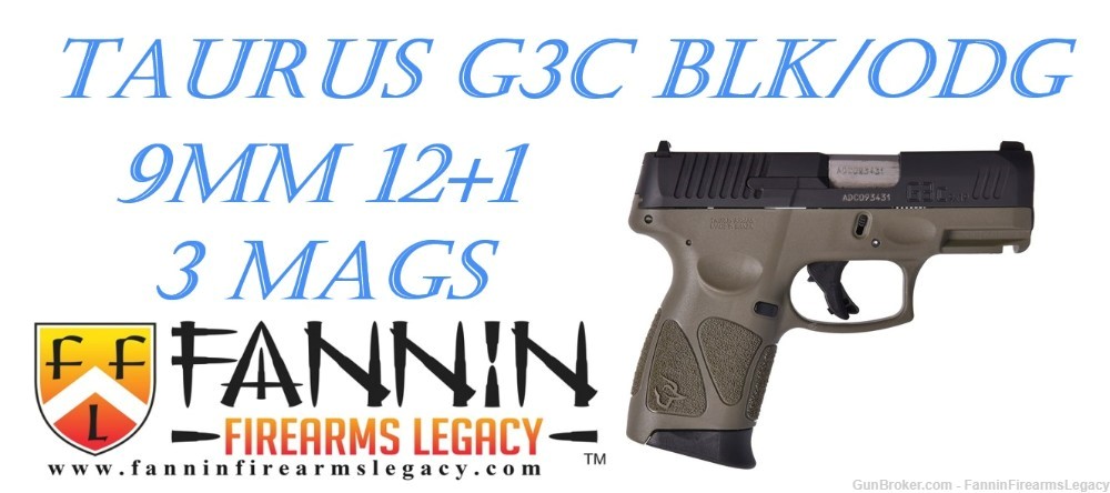 Taurus G3C 9MM ODG BLK 3.2" 12+1 Lipsey Exclusive 1-G3C931O-img-0