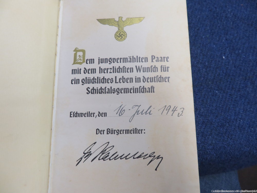 GERMAN WWII MEIN KAMPF ORIGINAL BOOK DATED 1942 EDITION WEDDING DEDICATION-img-10