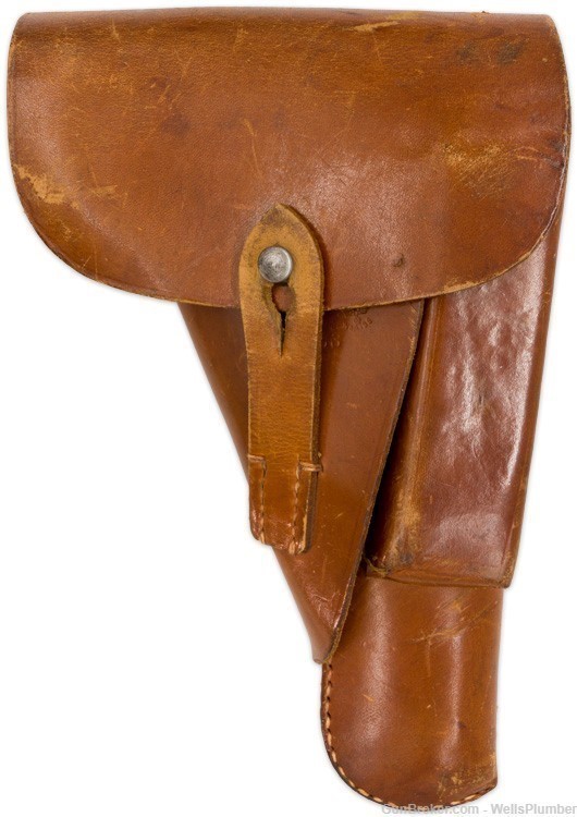 GERMAN WWII BROWNING HI POWER HOLSTER DATED 1943 WAFFEN-AMT MARKING-img-0