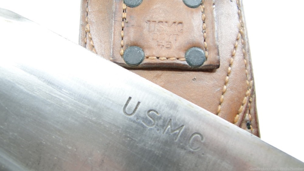 USMC WWII MARINE CORP MEDICAL BOLO WITH ORIGINAL LEATHER SHEATH DATED 1945-img-16