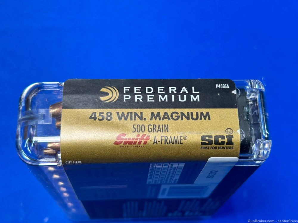 180 Rounds of Federal Premium .458 Win Mag 500GR Swift A-Frame Cape-Shok-img-2