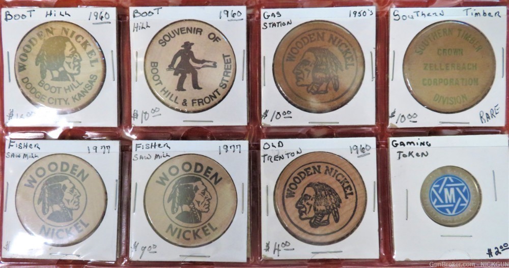 A Collection of 16 wooden nickels and tokens from the mid-20th century-img-2