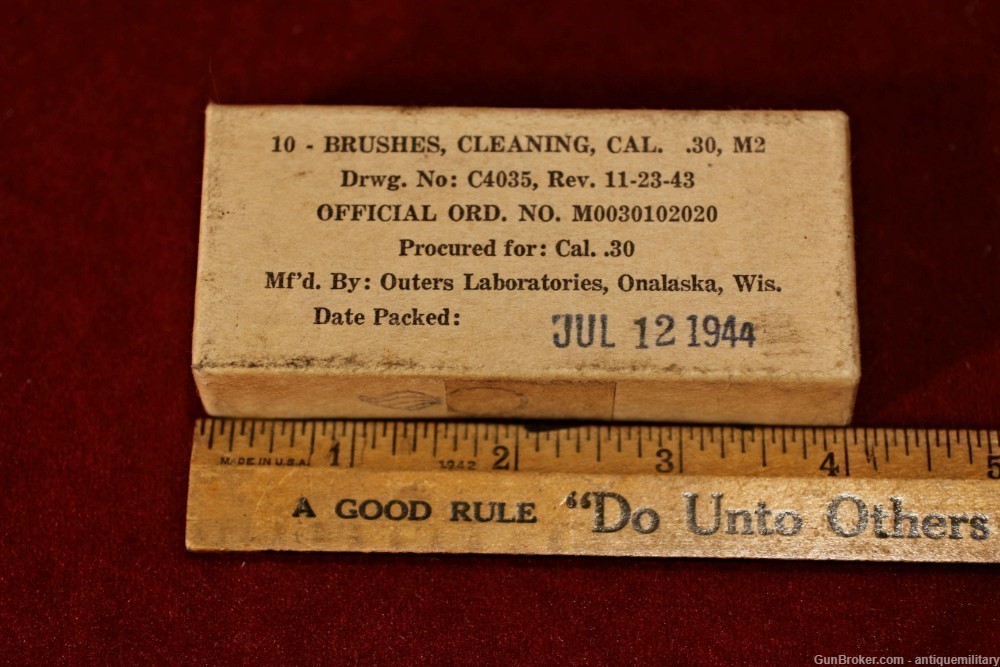 US WW2 Cleaning Brushes .30 Cal. Full Box of 10 - Sealed-img-3