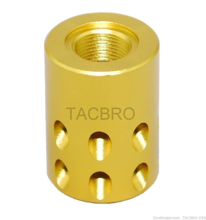 TACBRO Gold .22LR Ruger Mark IV 22/45 1/2"x28 TPI Muzzle Brake Compensator-img-4