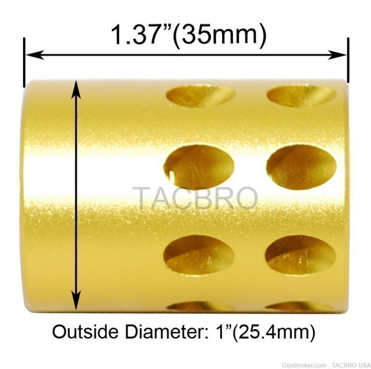 TACBRO Gold .22LR Ruger Mark IV 22/45 1/2"x28 TPI Muzzle Brake Compensator-img-0