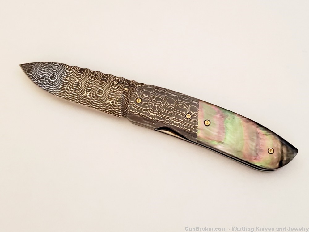 Italian "ONE-OF-A-KIND" Black Mother of Pearl & Damascas Knife. *REDUCED*-img-1
