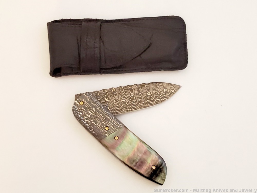 Italian "ONE-OF-A-KIND" Black Mother of Pearl & Damascas Knife. *REDUCED*-img-8