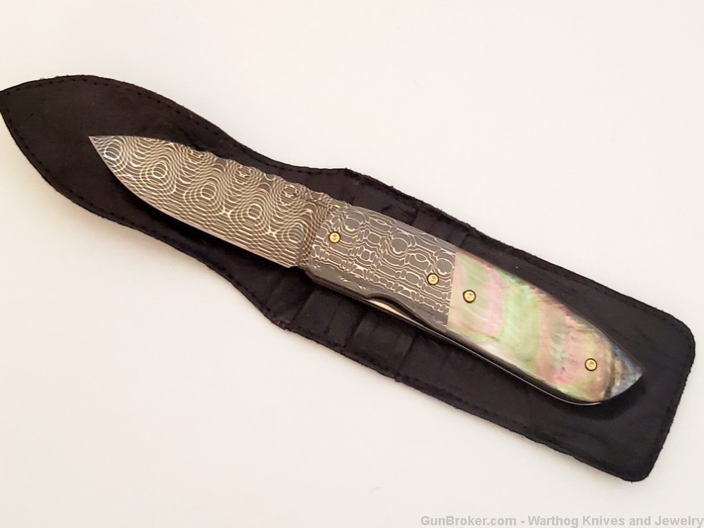 Italian "ONE-OF-A-KIND" Black Mother of Pearl & Damascas Knife. *REDUCED*-img-7