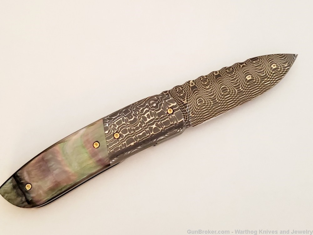 Italian "ONE-OF-A-KIND" Black Mother of Pearl & Damascas Knife. *REDUCED*-img-3