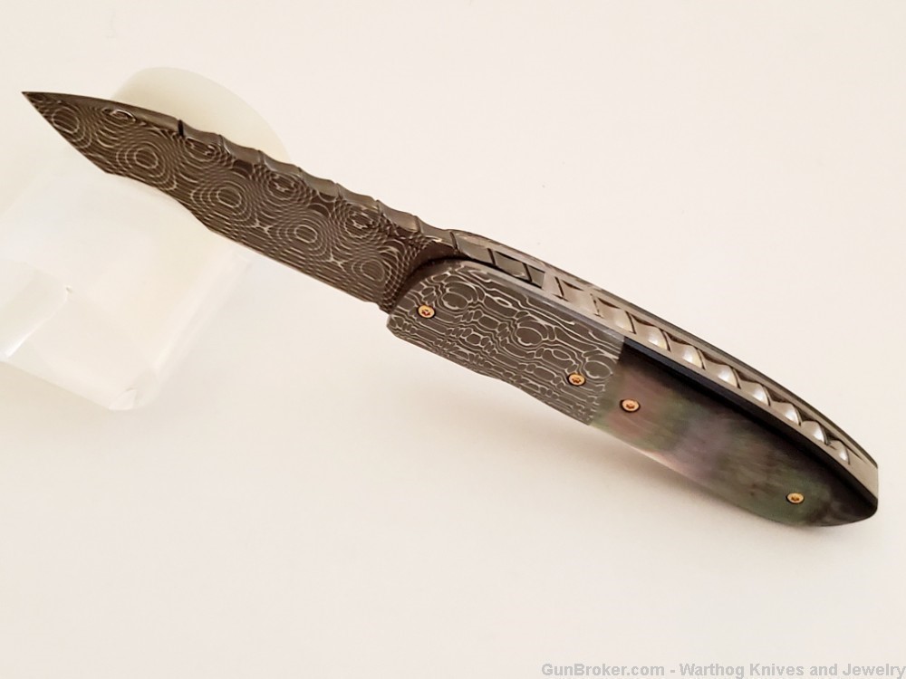 Italian "ONE-OF-A-KIND" Black Mother of Pearl & Damascas Knife. *REDUCED*-img-0