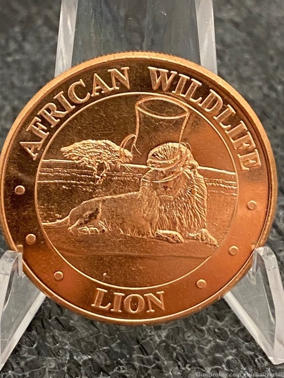 Awesome 1 Ounce Copper African Wildlife Lion Coin Collectible -img-2
