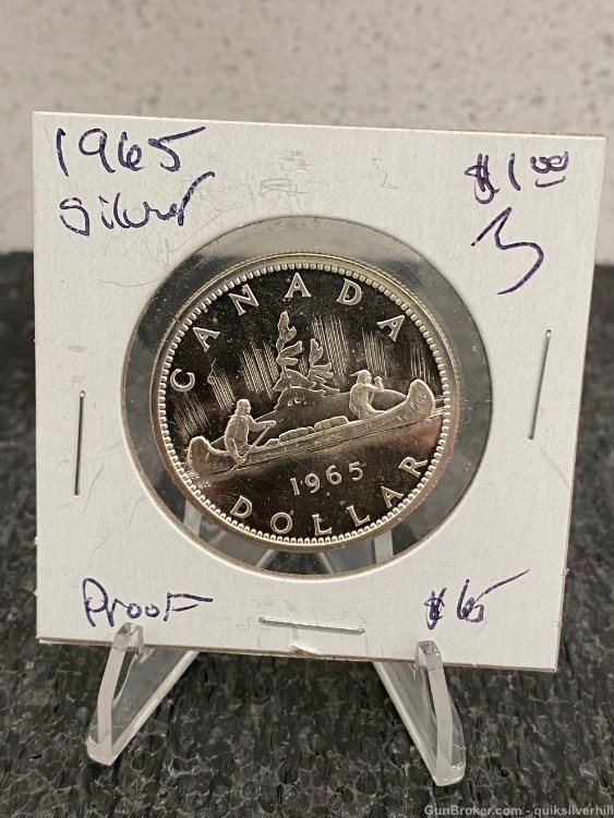 Beautiful 1965 Canada Dollar Proof Silver Canoe-img-0