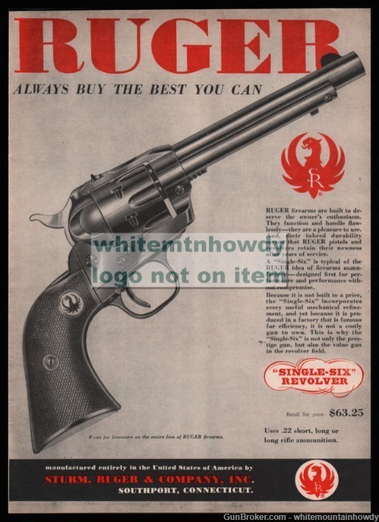 1958 RUGER Single-Six Revolver PRINAD shown with original price-img-0