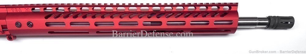 Anodized RED AR-15 18" Stainless Steel SOCOM Upper + Ultra-Lite M-Lok AR15-img-2