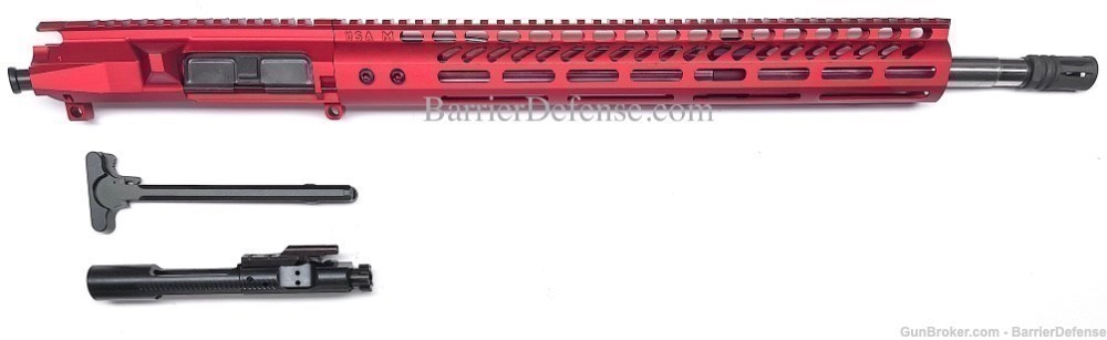 Anodized RED AR-15 18" Stainless Steel SOCOM Upper + Ultra-Lite M-Lok AR15-img-0