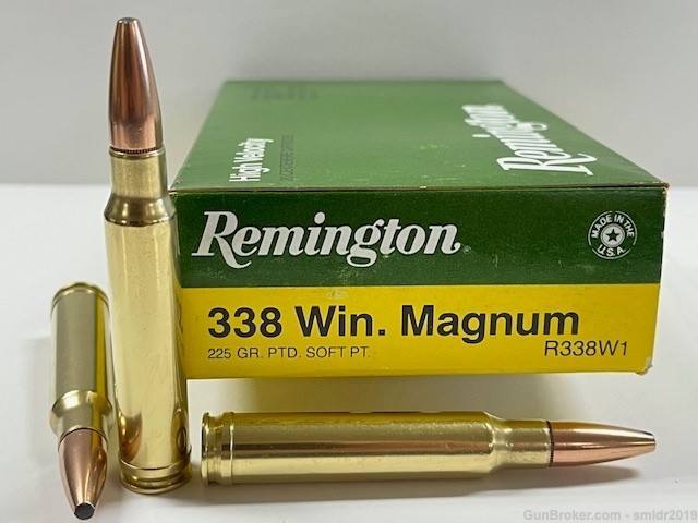 20 Rds Remington 338 Win Mag 225gr PSP Core-Lokt P/N R338W1 Like New!-img-0