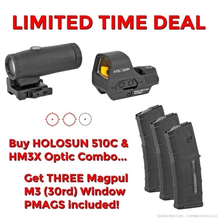 Package Deal - Holosun 510C & HM3X Magnifier with Three (3) Magpul PMAGs-img-0