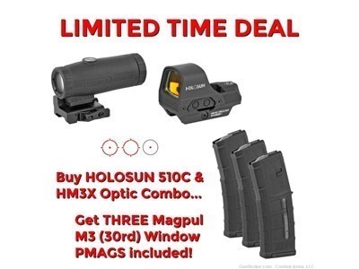 Package Deal - Holosun 510C & HM3X Magnifier with Three (3) Magpul PMAGs