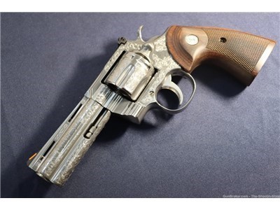 Colt Model Python Revolver STAINLESS SCROLL ENGRAVED 4" 357 MAGNUM 357MAG