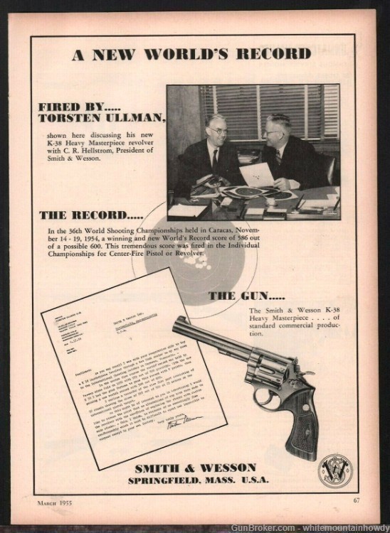1955 SMITH & WESSON K-38 Heavy Masterpiece Revolver PRINT AD-img-0