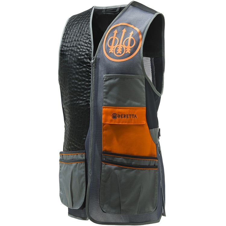 BERETTA Two Tone Sporting Vest, Color: Grey Castle Rock/Black/Orange, L-img-0