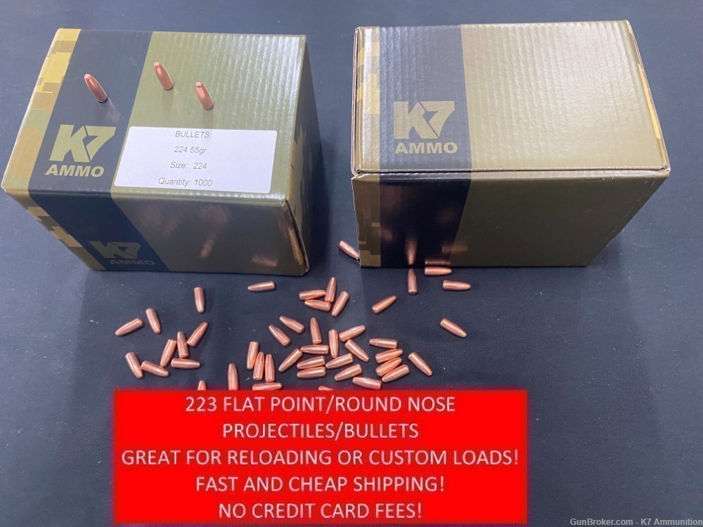 223 55 Grain Projectiles/Bullets Great for 22-250, 223 WSSM, etc-img-0
