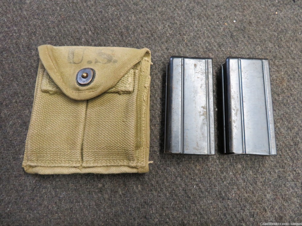 US WWII M1 CARBINE (2 TOTAL) MAGAZINES WITH WWII POUCH UNION HARDWARE -img-0