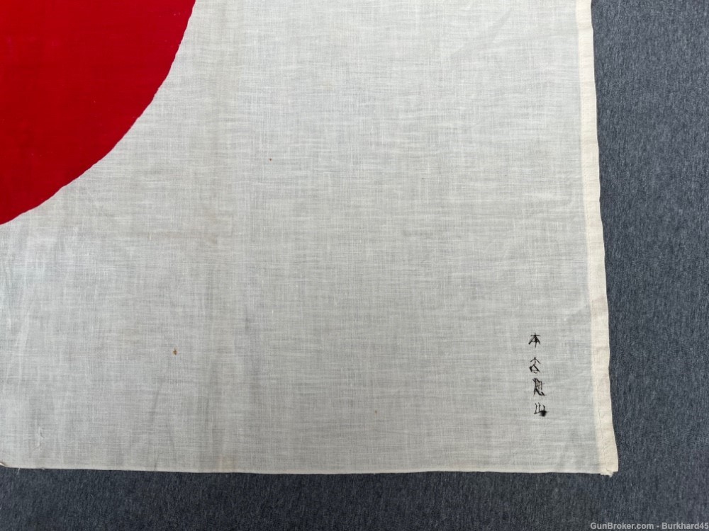 Original WWII Japanese National Flag Cotton USGI Embellishment Signed-img-9