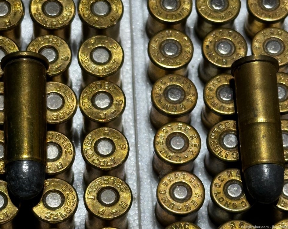 99 rounds of Remington 38 long Colt 38 LC 150gr lead RN brass cased ammo -img-3