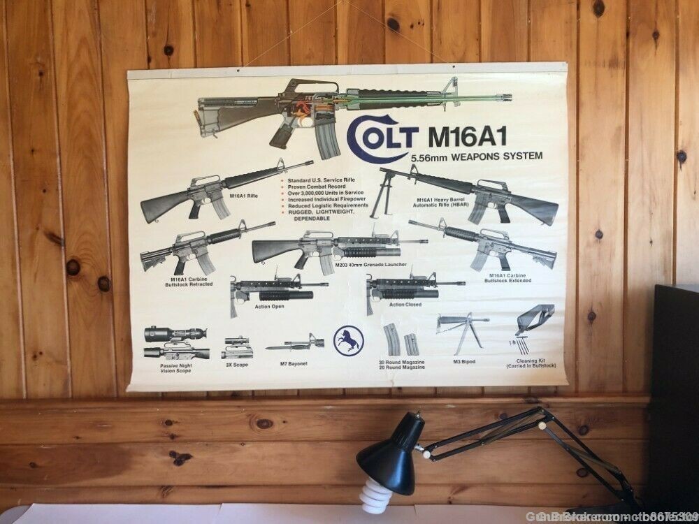 Colt Original M16A1 M203 Color Wall Size Parts Poster-img-0