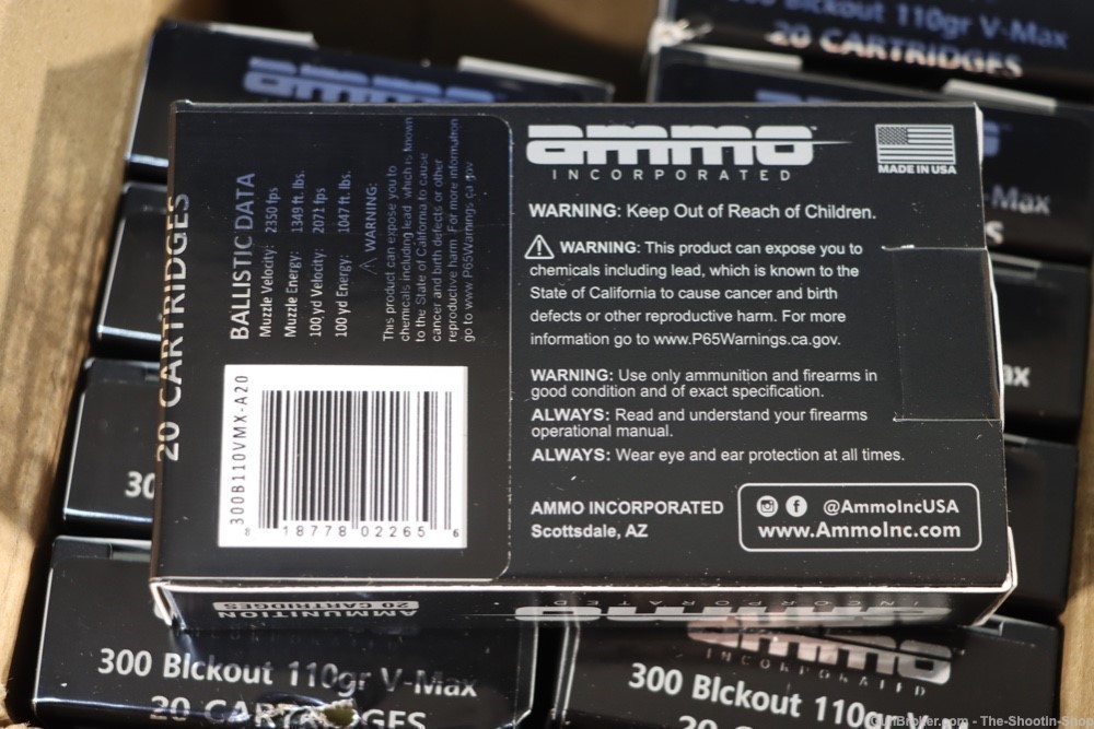 AMMO INC 300 BLACKOUT Rifle Ammunition 200RD CASE LOT 300BLK 110GR VMAX NEW-img-3