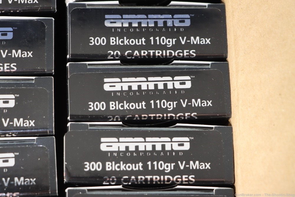 AMMO INC 300 BLACKOUT Rifle Ammunition 200RD CASE LOT 300BLK 110GR VMAX NEW-img-1